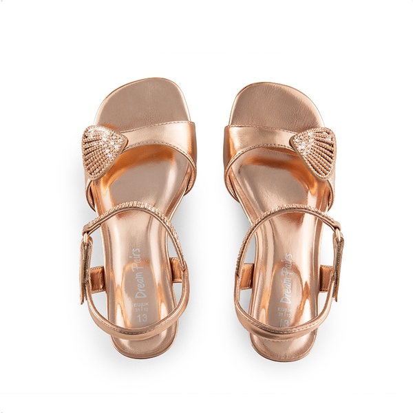 Girls Sandals Ankle Strap - CHAMPAGNE-RHINESTONE - 4